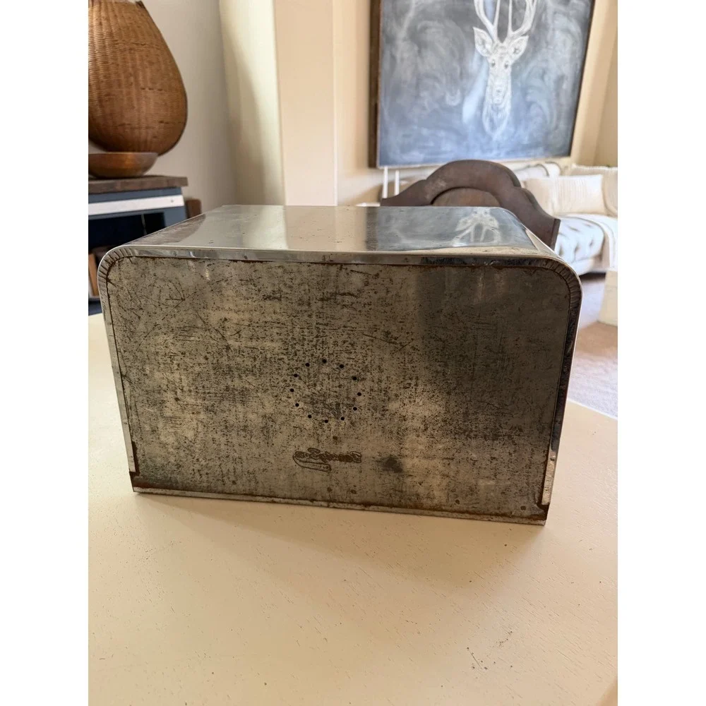 LINCOLN BeautyWare Bread Box Chrome Vintage MCM Kitchen Storage Silver Fair